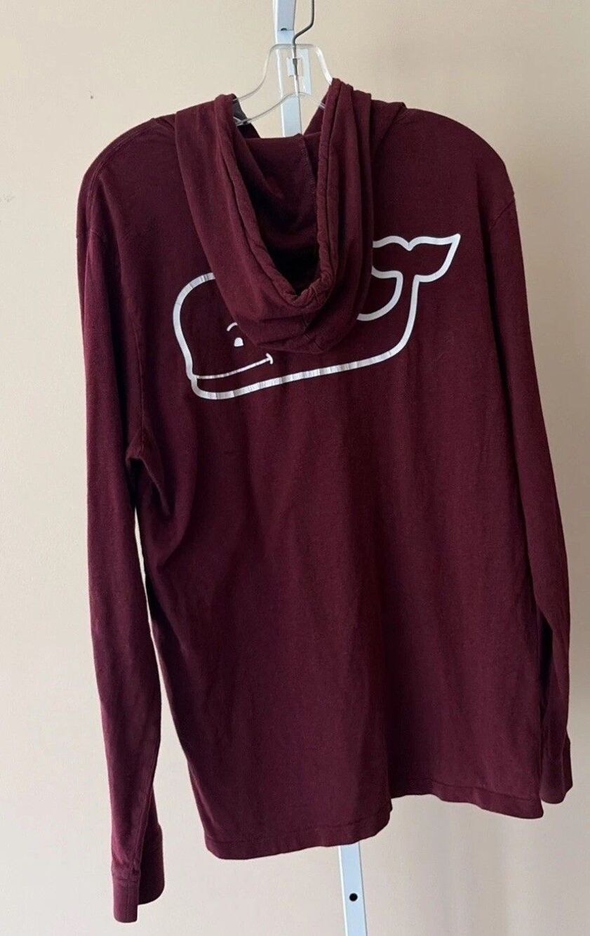 Vineyard Vines Men’s Long Sleeve Spell Out Hoodie Pullover Burgundy Medium